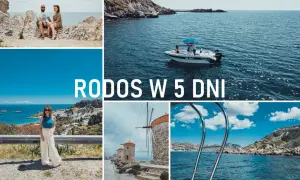 Rodos w 5 dni: para na skałach, łódź na morzu, widok na Lindos, wiatraki i schody do wody. Co warto zobaczyć na Rodos?