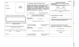 Formularz wniosku o paszport. Sekcja 10: Płeć, 11: Podpis osoby, która zostanie zamieszczony w paszporcie, 12: Wybór sposobu powiadomienia o odbiorze dokumentu.