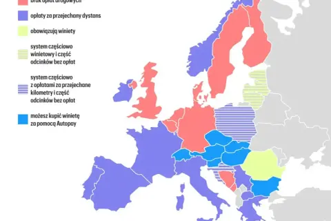 Mapa Europy z systemami opłat drogowych. Planujesz podróż do Węgier samochodem? Sprawdź, gdzie zapłacisz za autostrady, a gdzie obowiązują winiety.