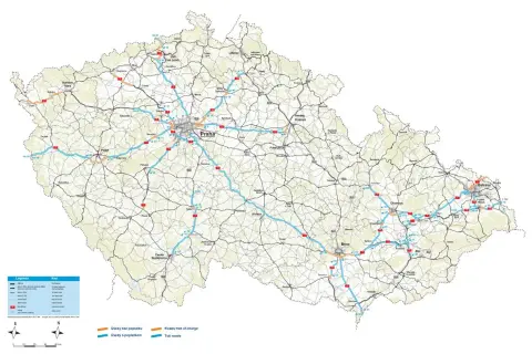 Mapa Czech z zaznaczonymi drogami płatnymi i bezpłatnymi. Planujesz przejazd przez Czechy? Ta mapa pomoże Ci wybrać najlepszą trasę.
