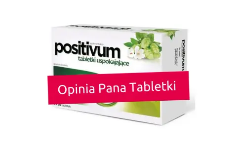 Tabletki uspokajające na lot samolotem. Opakowanie "positivum" z chmielem i kwiatami.