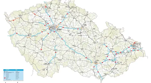 Mapa Czech z zaznaczonymi drogami płatnymi i bezpłatnymi. Planujesz przejazd przez Czechy? Ta mapa pomoże Ci wybrać najlepszą trasę.