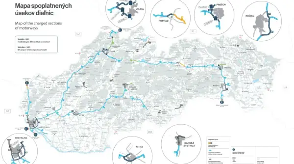 Mapa dróg płatnych na Słowacji, idealna do planowania podróży samochodem na Słowację.